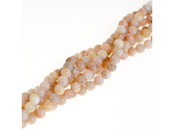 Peach Moonstone Gemstone Beads, 6mm Round (strand)
