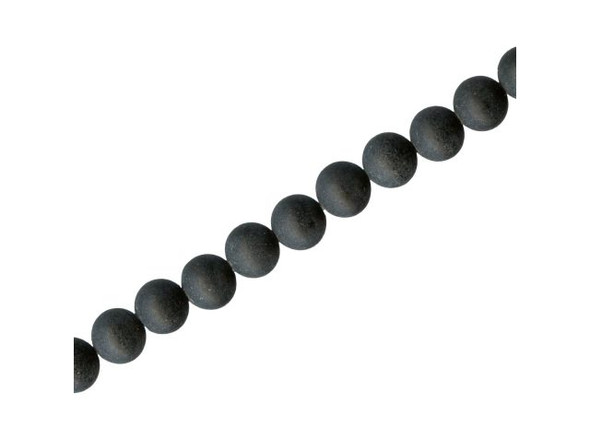 Matte Black Stone Beads, Round, 6mm (strand)