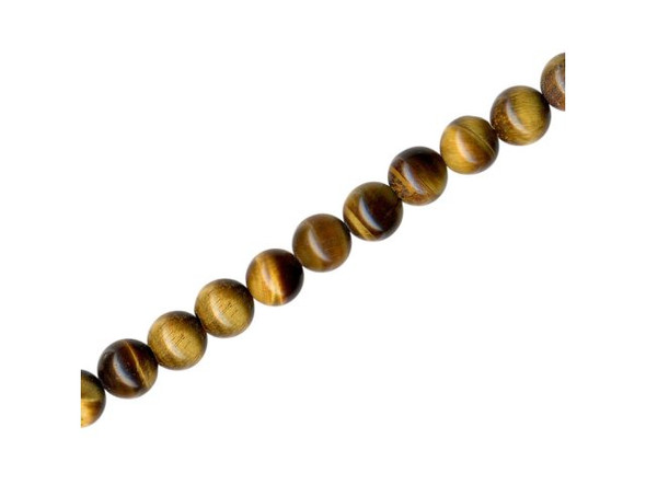 Tigereye Beads come in richly chatoyant browns and yellows with a golden luster. While legends exist of Roman soldiers wearing this "all seeing" stone for protection in battle, tigereye was not considered a semiprecious gemstone until the late 19th century. Today, tigereye beads are some of our gemstone best sellers!The stone is also known as African cat's eye, crocidolite, and tiger's eye, and was once even called griqualandite, named after Griqualand West in Africa, where the finest examples of the stone were mined.Protect tigereye jewelry components from scratches, sharp blows, and large temperature changes. Because of their chatoyance, tigereye beads and pendants should not be cleaned with alcohol or abrasives. It can be helpful to treat the stone with oils like Goo Gone.  Please see the Related Products links below for similar items, and more information about this stone.