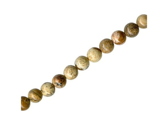 Picture Jasper Gemstone Beads, Round, 6mm (strand)