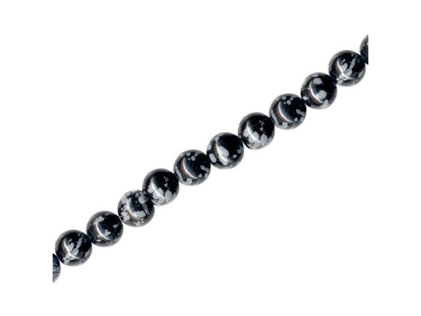 Snowflake Obsidian Gemstone Beads, Round, 6mm (strand)