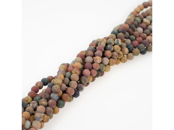Matte Red Creek Jasper Gemstone Beads, 6mm Round (strand)