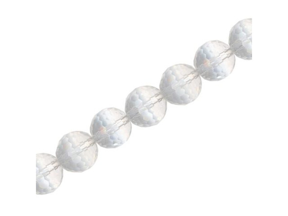 Rock Crystal Quartz Gemstone Bead, Faceted Round, 10mm (strand)