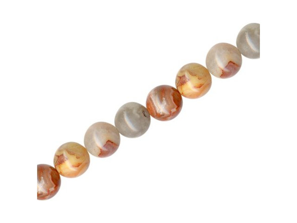 Please see the Related Products links below for similar items, and more information about this stone.  Crazy lace agate gemstone beads (sometimes known as fashion jasper beads) offer dramatic twisting and turning bands of color. The untreated, natural hues of these semiprecious gemstone beads most commonly consist of yellow and gray, sometimes with shades of pink, tan, orange or red intermingling in the "crazy" twists and turns. This variety of semiprecious agate offers some of the most pretty and intricate mineral patterns offered by Mother Nature. Keep in mind that each crazy lace agate bead will display a unique pattern; they will not look identical to the strand pictured.In ancient times, agate was highly valued as a talisman or amulet. It was said to quench thirst and protect from fever. Due to its strength and durability, it is used for making ornaments or for astrological purposes. Agate is a cooling stone and is said to cure insomnia, protect against danger, promote strength and healing, and ensure a healthy life.