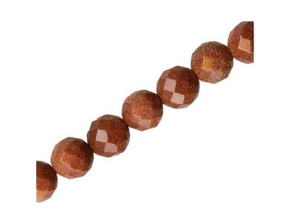 Goldstone Beads, Faceted Round, 10mm (strand)