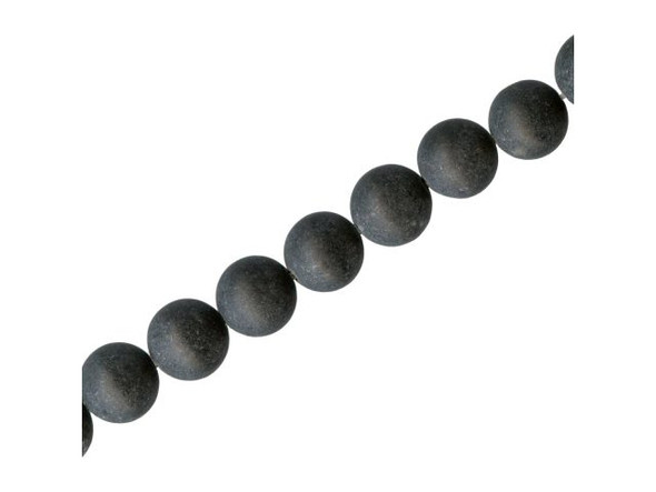 Matte Black Stone Beads, Round, 8mm (strand)