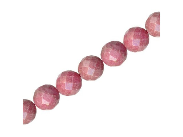 Rhodonite Gemstone Beads, Faceted Round, 10mm (strand)