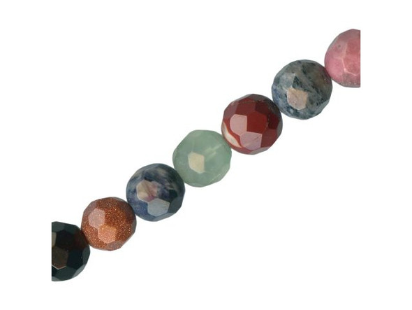 Mixed Stone Beads, Faceted Round, 10mm (strand)