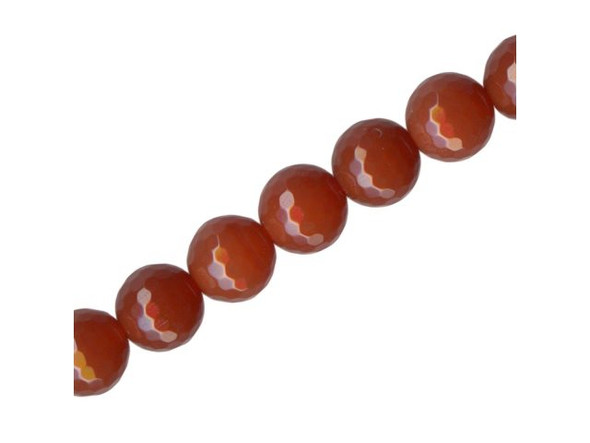 Carnelian Gemstone Beads, Faceted Round, 10mm (strand)