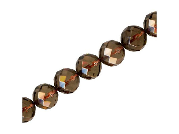 Smoky Quartz Gemstone Bead, Faceted Round, 10mm (strand)