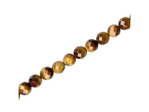 Tiger Eye Gemstone Beads, Faceted Round, 6mm (strand)