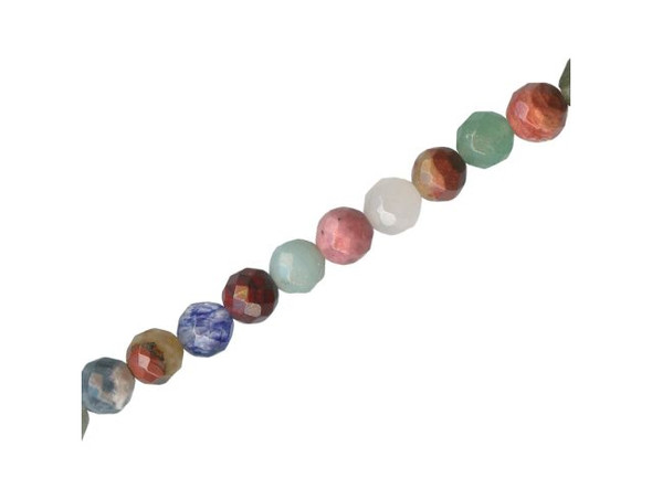 Mixed Stone Beads, Faceted Round, 6mm (strand)