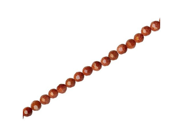 Goldstone Beads, Faceted Round, 4mm (strand)