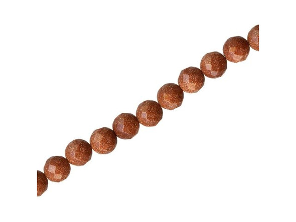 Goldstone Beads, Faceted Round, 6mm (strand)