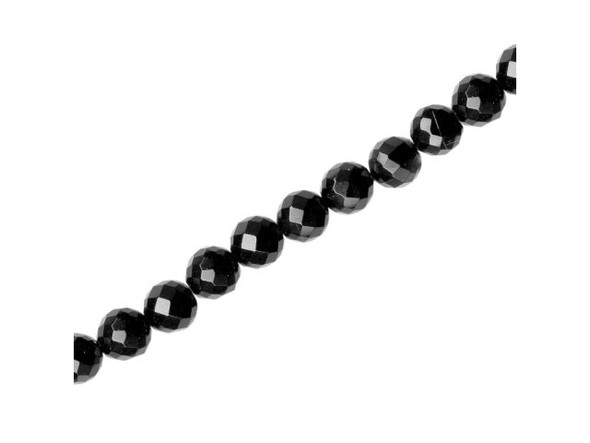 Black Onyx Gemstone Beads, Faceted Round, 6mm (strand)