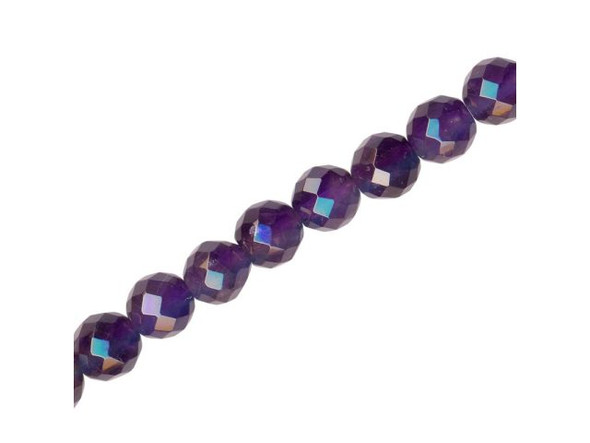Amethyst Gemstone Beads, Faceted Round, 8mm, AB-B Grade (strand)