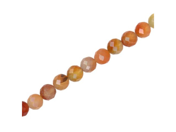Natural Agate Gemstone Beads, Faceted Round, 6mm (strand)