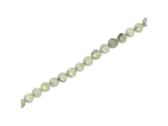 Prehnite Gemstone Beads, Faceted Round, 4mm (strand)