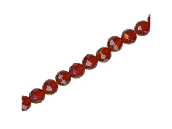 Carnelian Gemstone Beads, Faceted Round, 6mm (strand)