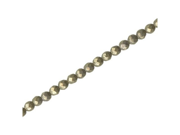 Pyrite Gemstone Beads, Faceted Round, 4mm (strand)