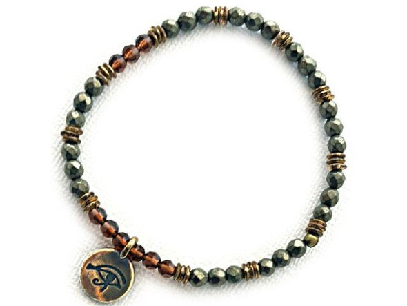 Pyrite Gemstone Beads, Faceted Round, 4mm (strand)