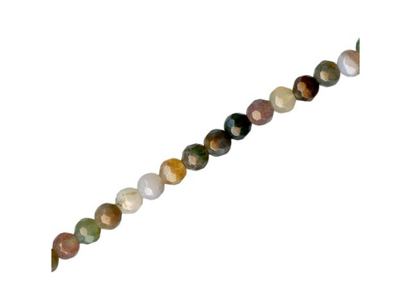 Fancy Jasper Gemstone Beads, Faceted Round, 4mm (strand)