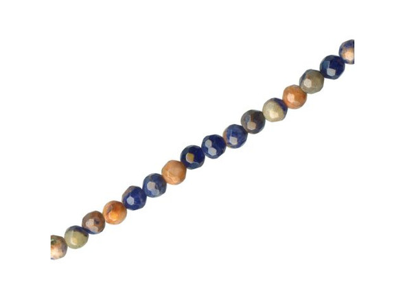Orange Sodalite Gemstone Bead, Faceted Round, 4mm (strand)
