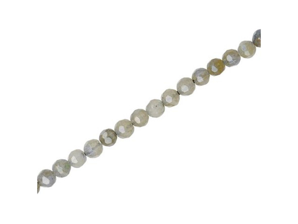 Labradorite Gemstone Beads, Faceted Round, 4mm (strand)