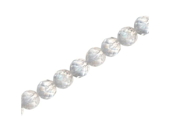 Rock Crystal Quartz Gemstone Bead, Faceted Round, 8mm (strand)