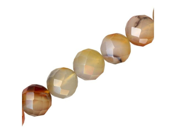 Natural Agate Gemstone Beads, Faceted Round, 12mm (strand)