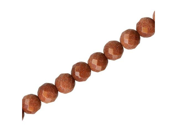Goldstone Beads, Faceted Round, 8mm (strand)