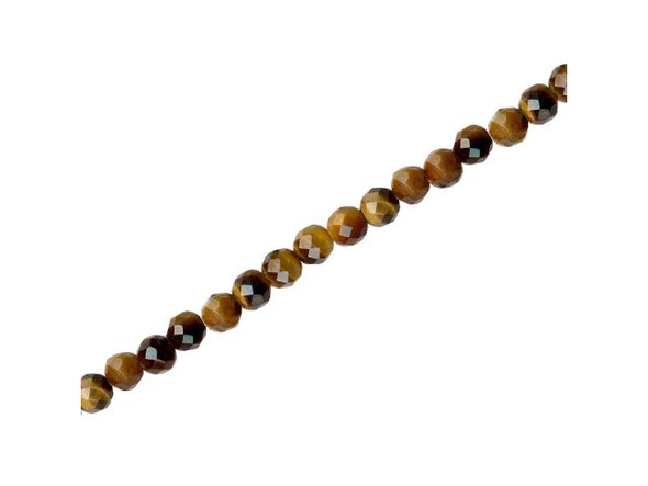 Tiger Eye Gemstone Beads, Faceted Round, 4mm (strand)
