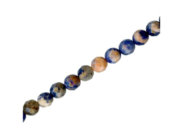 Orange Sodalite Gemstone Beads, Faceted Round, 6mm (strand)