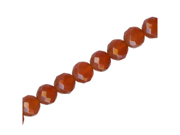 Carnelian Gemstone Beads, Faceted Round, 8mm (strand)