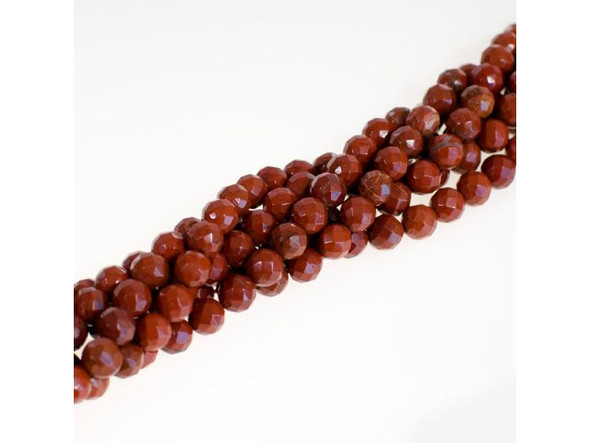 Red Jasper Gemstone Beads, 8mm Faceted Round (strand)
