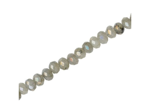 Labradorite Gemstone Beads, 6x4mm Faceted Rondelle (strand)