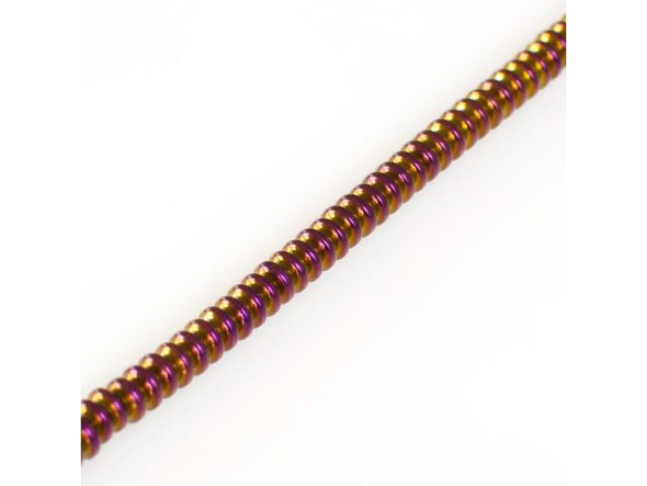Electroplated Hematine Gemstone Bead, Flying Saucer, 4mm - Purple (strand)