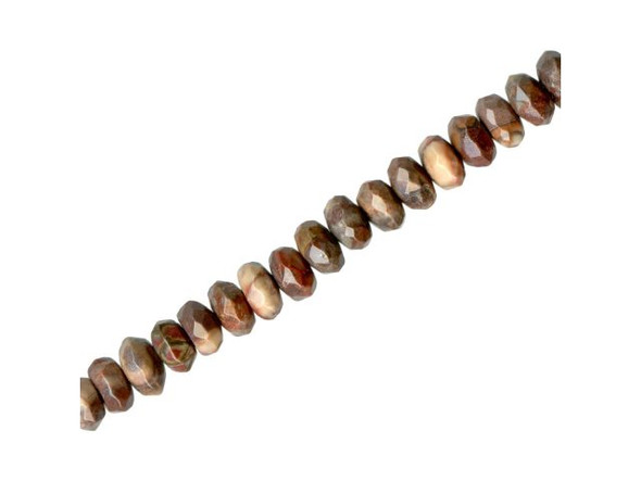 Birdseye Rhyolite Gemstone Beads, 6x4mm Faceted Rondelle (strand)