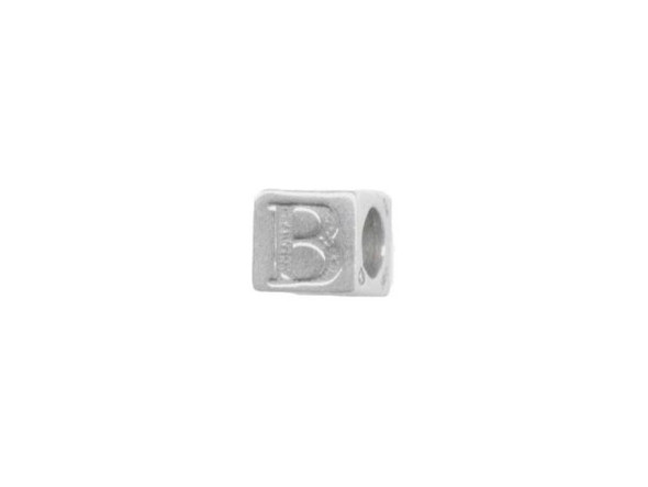 Sterling Silver Bead, Letter, 5.6mm, B (Each)