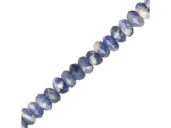 Sodalite Gemstone Beads, 8x5mm Faceted Rondelle (strand)