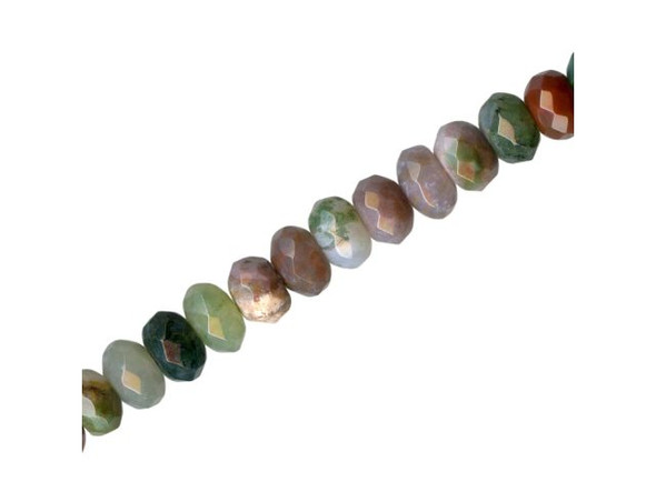 Fancy Jasper Gemstone Beads, 8x5mm Faceted Rondelle (strand)