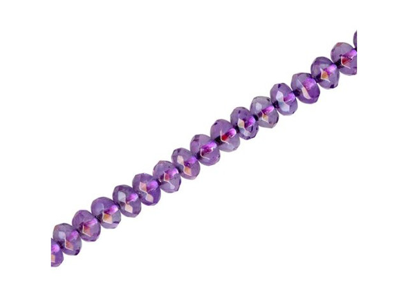 Amethyst Gemstone Beads, 6x4mm Faceted Rondelle, A Grade (strand)