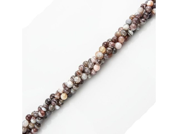 Botswana Agate Gemstone Beads, Faceted Round, 8mm (strand)