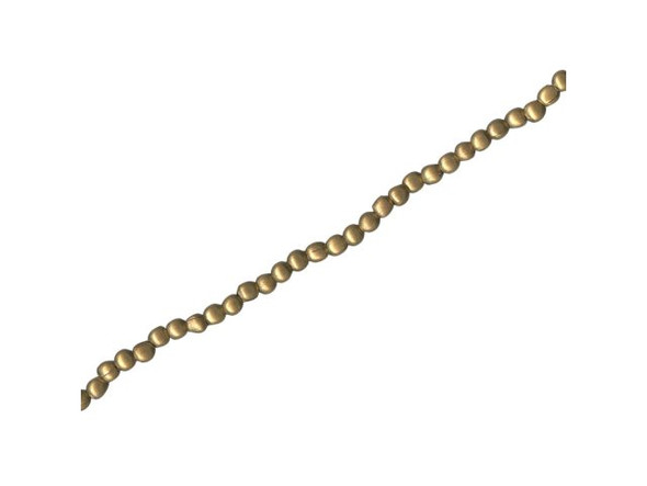 2mm Round Raw Brass Beads with Brushed Finish (strand)