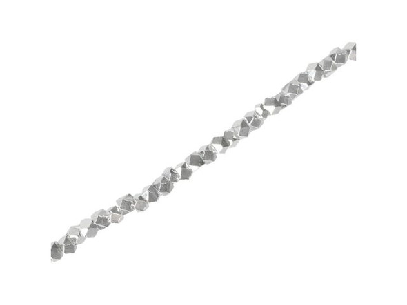 Silver Plated Beads, Faceted Cube, 2.5mm (strand)