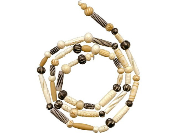 Bone Beads, Mixed Strands (strand)