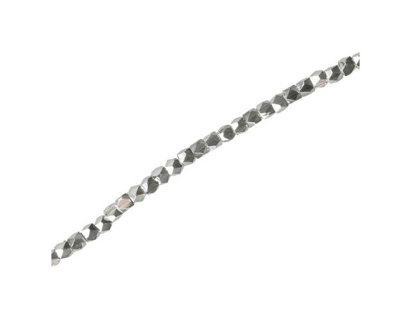 White Plated Beads, Faceted Cube, 2.5mm (strand)