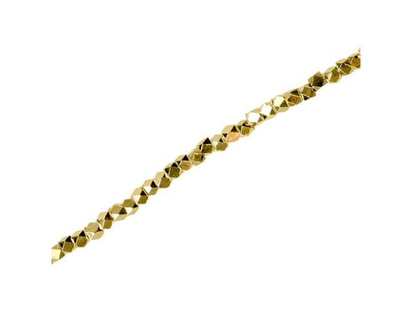 Gold Plated Beads, Faceted Cube, 2.5mm (strand)