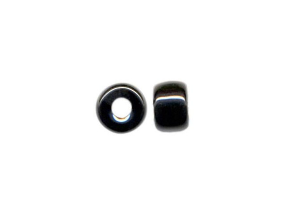 Czech Glass Bead, Roller, 6mm - Black (25 gram)