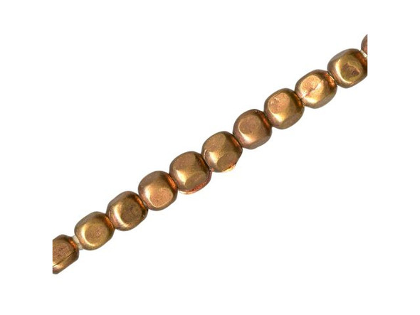 Antiqued Copper Plated Beads, Brass, Cornerless Cube, 5-6mm - Special Purchase (strand)
